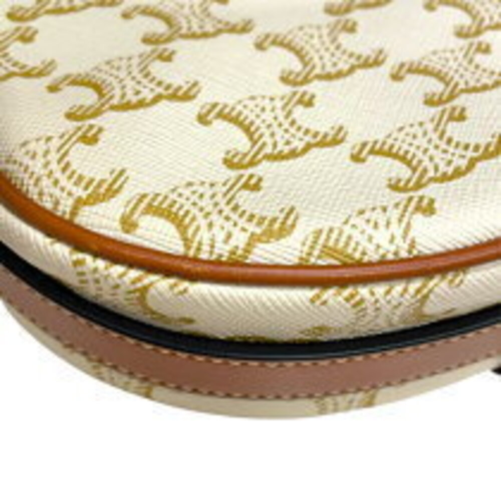 Celine Ava handbag white tan calfskin Triomphe canvas - Picture 6 of 11